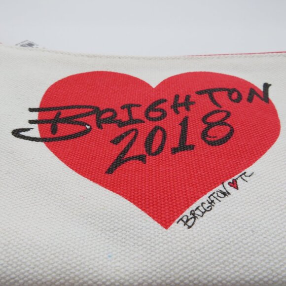 Women Small Canvas Pouch Bag Brighton 2018 Promo Hearts Lining Screen Print Chic - Picture 8 of 12